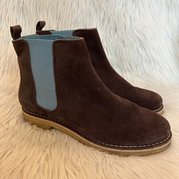 Boden Freya Chelsea Ankle Bootie Boots Classic Suede Leather Pull On Flat, Brown - Picture 1 of 10